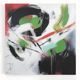 Contemporary Abstract Canvas – Bold Red and Green Wall Art Print