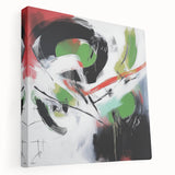 Contemporary Abstract Canvas – Bold Red and Green Wall Art Print