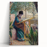Impressionist Portrait - Madame Monet Embroidering by Claude Monet Art
