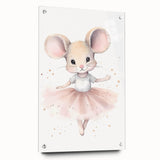 Ballerina Mouse Girls Room Wall Art - Soft Pastel Nursery Print