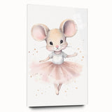 Ballerina Mouse Girls Room Wall Art - Soft Pastel Nursery Print