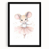 Ballerina Mouse Girls Room Wall Art - Soft Pastel Nursery Print
