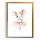 Ballerina Mouse Girls Room Wall Art - Soft Pastel Nursery Print