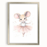 Ballerina Mouse Girls Room Wall Art - Soft Pastel Nursery Print