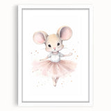 Ballerina Mouse Girls Room Wall Art - Soft Pastel Nursery Print