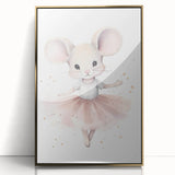 Ballerina Mouse Girls Room Wall Art - Soft Pastel Nursery Print