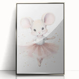 Ballerina Mouse Girls Room Wall Art - Soft Pastel Nursery Print