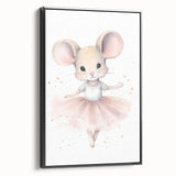 Ballerina Mouse Girls Room Wall Art - Soft Pastel Nursery Print
