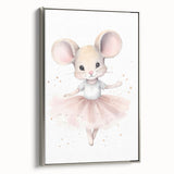 Ballerina Mouse Girls Room Wall Art - Soft Pastel Nursery Print