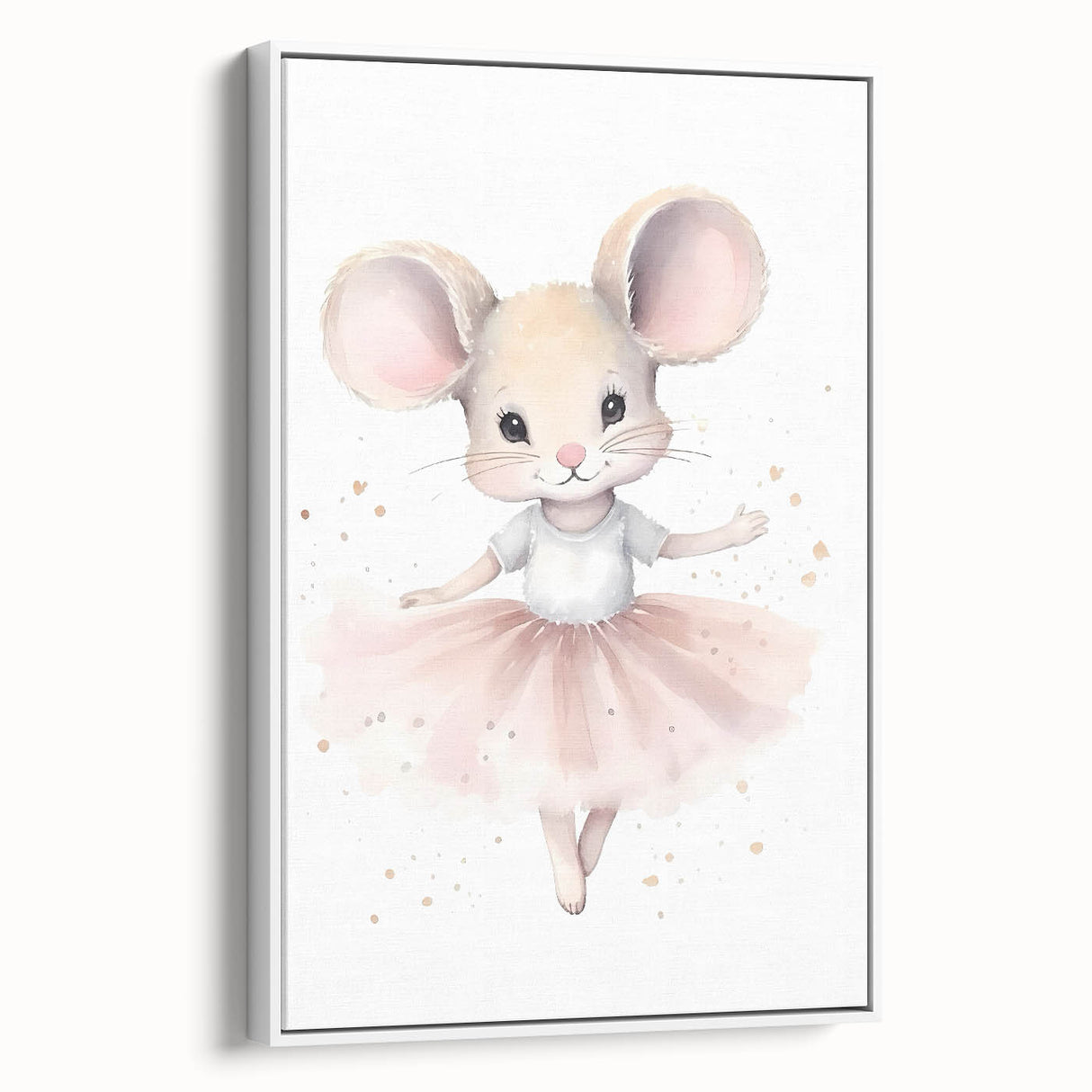Ballerina Mouse Girls Room Wall Art - Soft Pastel Nursery Print