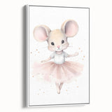 Ballerina Mouse Girls Room Wall Art - Soft Pastel Nursery Print