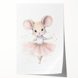 Ballerina Mouse Girls Room Wall Art - Soft Pastel Nursery Print