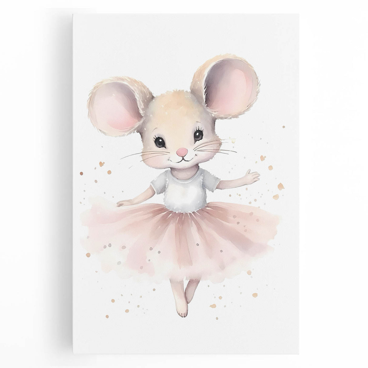 Ballerina Mouse Girls Room Wall Art - Soft Pastel Nursery Print