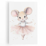 Ballerina Mouse Girls Room Wall Art - Soft Pastel Nursery Print