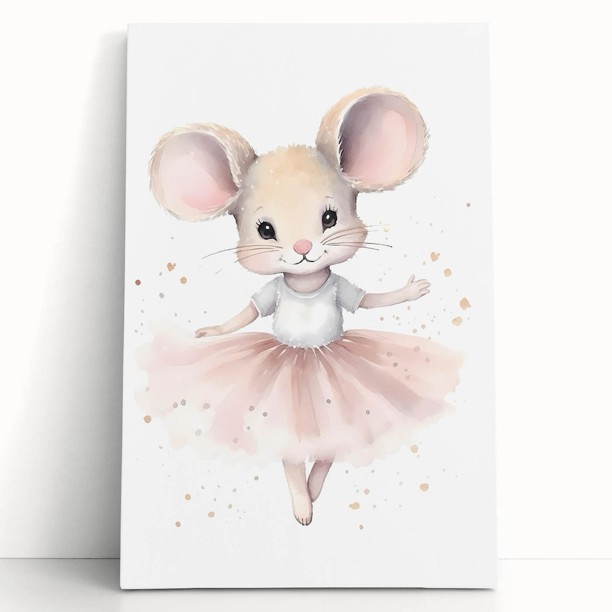 Ballerina Mouse Girls Room Wall Art - Soft Pastel Nursery Print