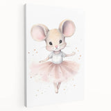 Ballerina Mouse Girls Room Wall Art - Soft Pastel Nursery Print