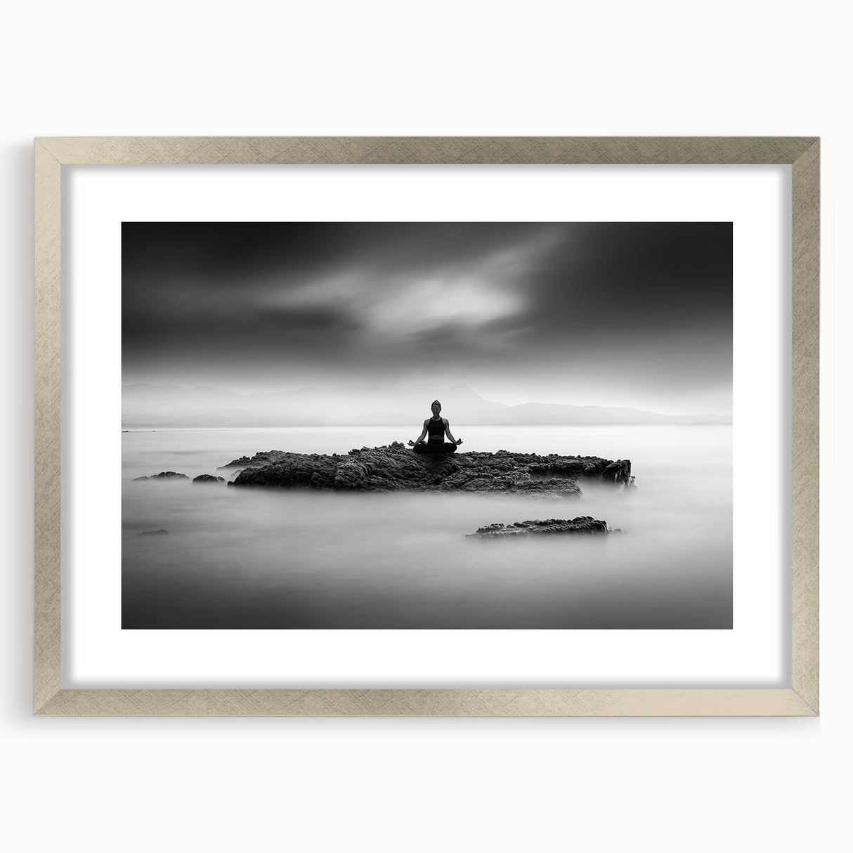 Stillness Within – Minimalist Emotive Wall Art in Black and White
