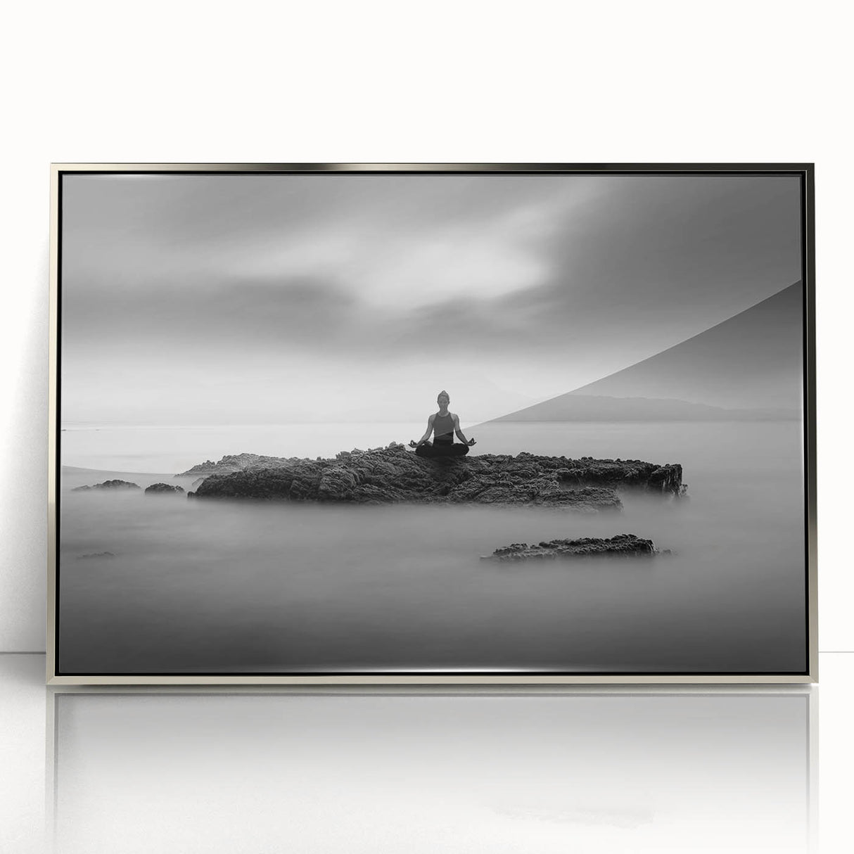 Stillness Within – Minimalist Emotive Wall Art in Black and White