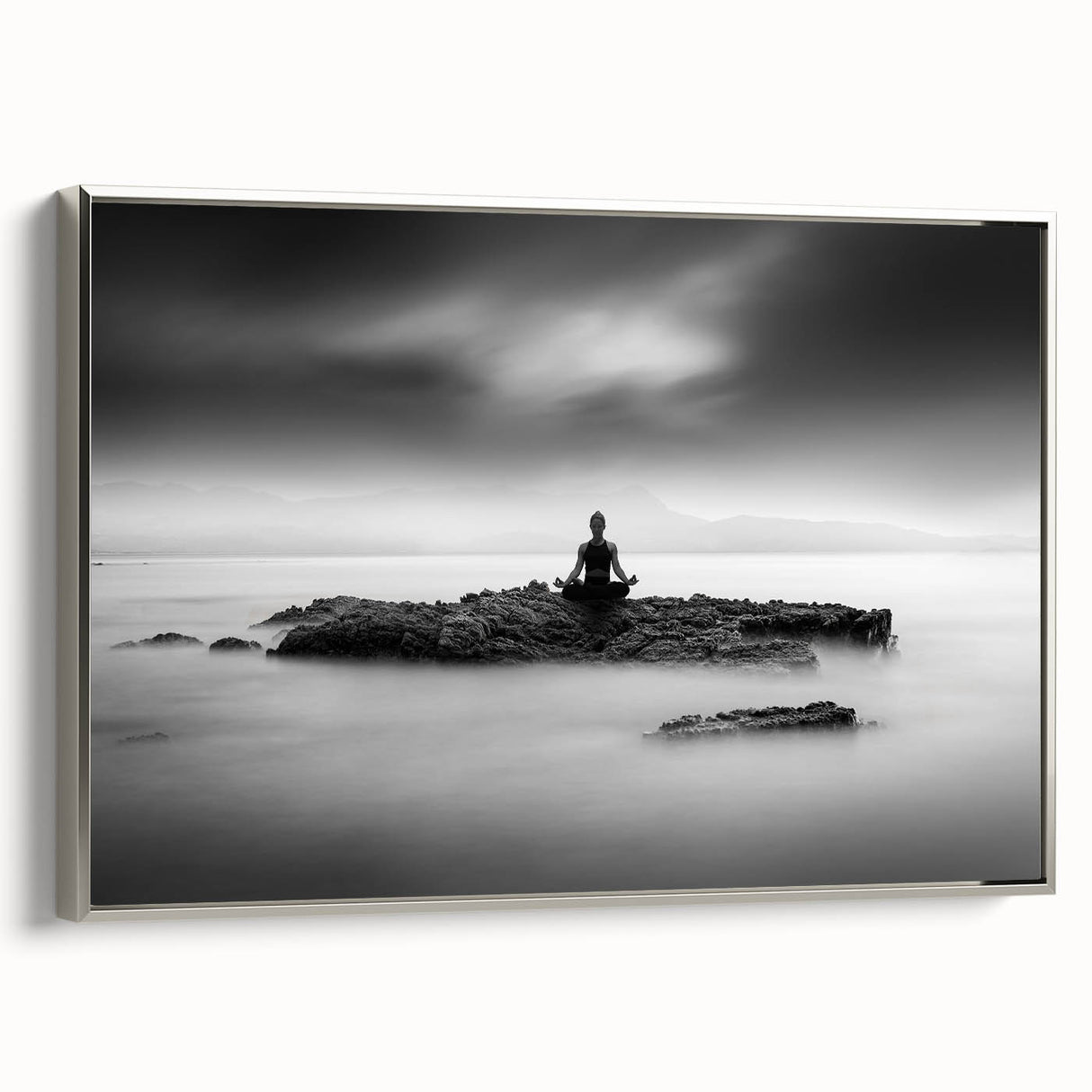 Stillness Within – Minimalist Emotive Wall Art in Black and White