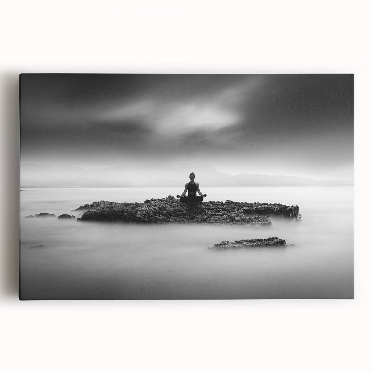 Stillness Within – Minimalist Emotive Wall Art in Black and White