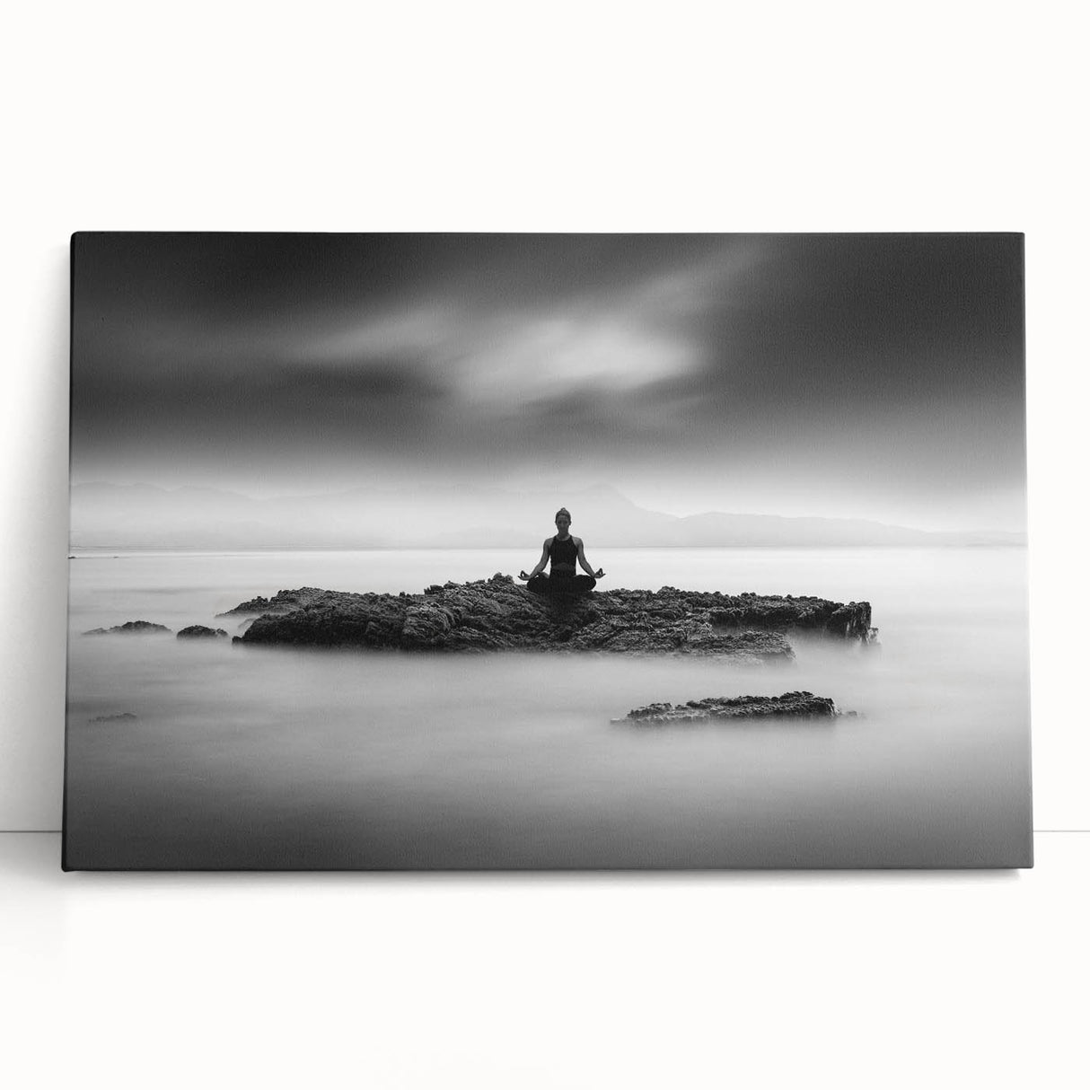 Stillness Within – Minimalist Emotive Wall Art in Black and White