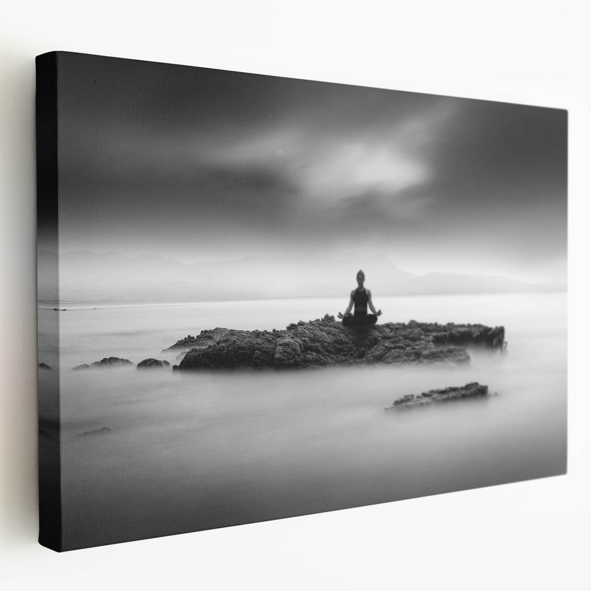 Stillness Within – Minimalist Emotive Wall Art in Black and White