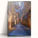 Framed acrylic landscape artwork showcasing intricate cave designs with a silver front, ideal for modern home decor and art enthusiasts. Perfect for enhancing interior spaces.