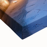 Close-up of a vibrant stretched canvas artwork depicting a stunning landscape with intricate cave formations, showcasing rich colors and detailed textures, perfect for home decor.