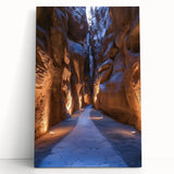 Stretched canvas artwork showcasing a vibrant landscape with caves, featuring rich earthy tones and intricate details, ideal for home decor and art enthusiasts.