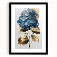 Modern Floral Canvas Wall Art – Blue Hydrangea & Gold Accents