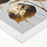 Modern Floral Canvas Wall Art – Blue Hydrangea & Gold Accents