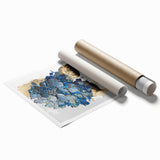 Modern Floral Canvas Wall Art – Blue Hydrangea & Gold Accents