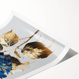 Modern Floral Canvas Wall Art – Blue Hydrangea & Gold Accents