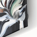 Vibrant close-up of abstract acrylic splatter artwork on glass, showcasing a blend of bold colors and intricate textures, perfect for modern home decor.