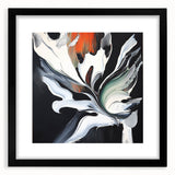 Abstract black frame showcasing colorful splatter art with a mat, ideal for modern home decor. Perfect for adding a vibrant touch to any interior space.