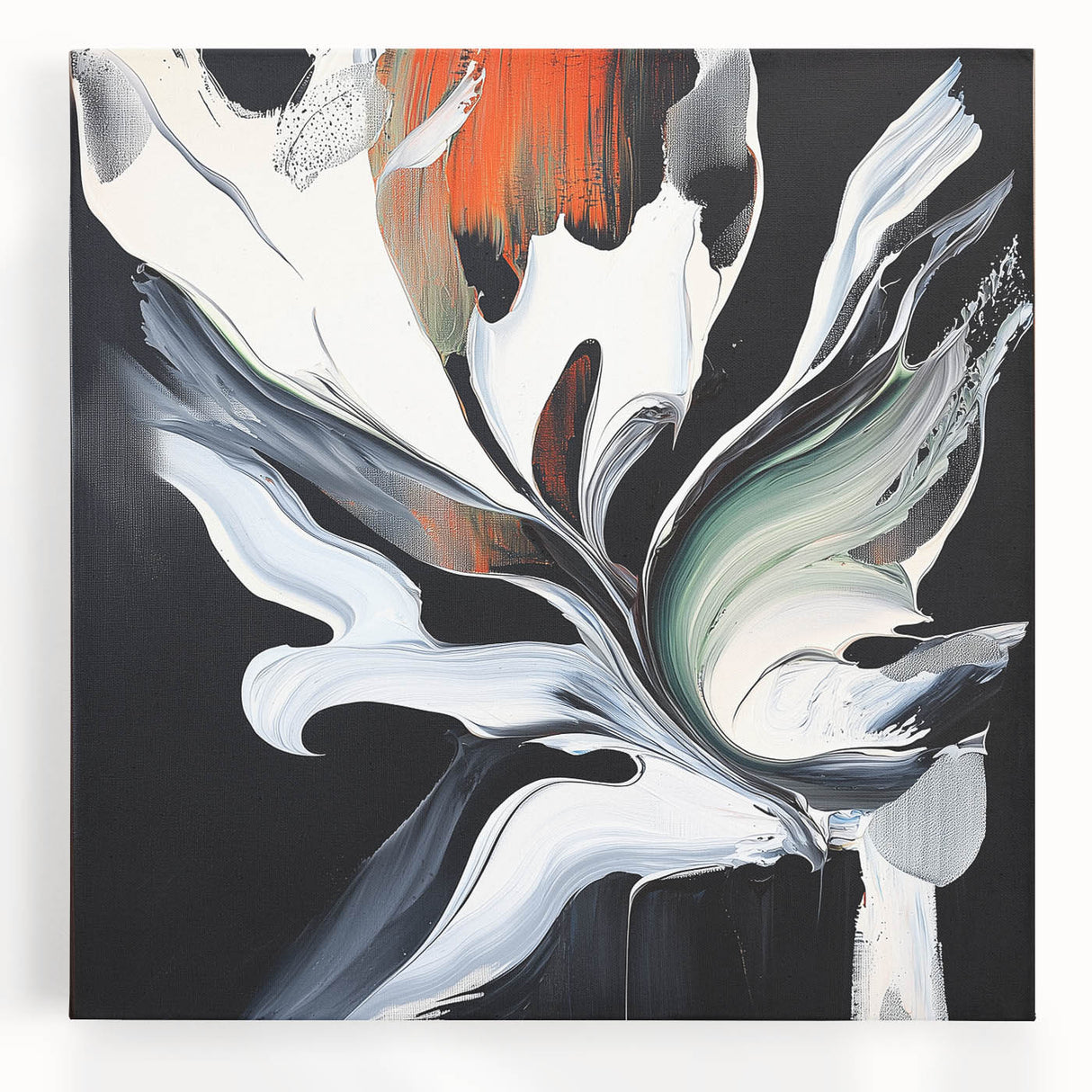 Abstract canvas art featuring vibrant splatters in shades of blue, orange, and yellow, designed for modern home decor. Perfect for adding a splash of color to any room.