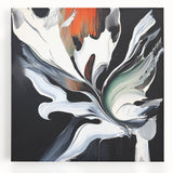 Abstract canvas art featuring vibrant splatters in shades of blue, orange, and yellow, designed for modern home decor. Perfect for adding a splash of color to any room.