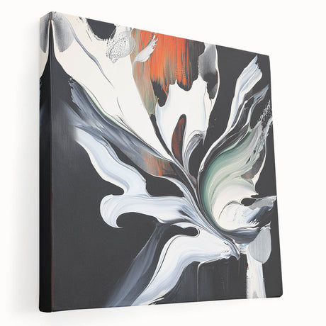 Abstract splatter canvas artwork showcasing vibrant colors in a side view, perfect for modern home decor. Ideal for adding a dynamic touch to any room's ambiance.