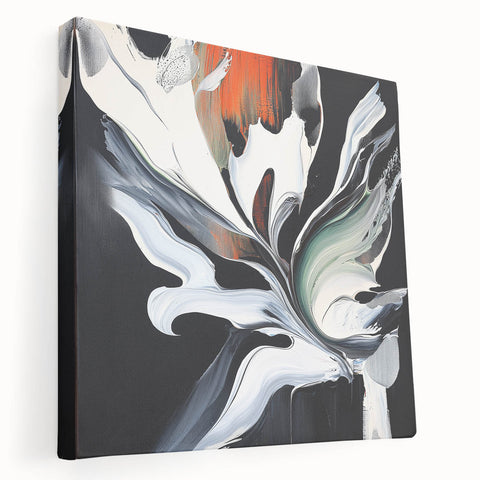 Abstract splatter canvas artwork showcasing vibrant colors in a side view, perfect for modern home decor. Ideal for adding a dynamic touch to any room's ambiance.