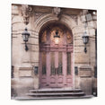 Acrylic print of a large abstract door design in muted earth tones, ideal for dining room decor.