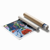 Expressionist Winter Scene – Vibrant Red Bison Abstract Canvas Art