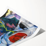 Expressionist Winter Scene – Vibrant Red Bison Abstract Canvas Art