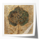 Bright and colorful wall art design featuring flowers and botanical leaves on a glossy canvas print, elegantly displayed in a modern mockup setting, ideal for home decor.