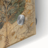 Close-up of vibrant acrylic glass wall art depicting colorful flowers and lush green leaves, showcasing intricate details and textures ideal for home decor.