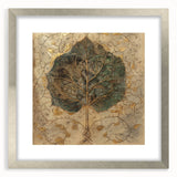 Framed wall art featuring a floral design with green leaves and colorful flowers, elegantly showcased in a silver frame with a mat, ideal for home decor.