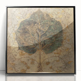 Framed acrylic wall art featuring a vibrant floral and botanical design with black leaves, perfect for modern home decor, displayed from a front view.