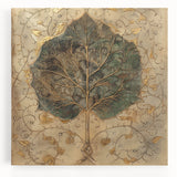 Stretched canvas wall art showcasing a vibrant floral design with lush green leaves, perfect for enhancing home decor and adding a touch of nature to any space.