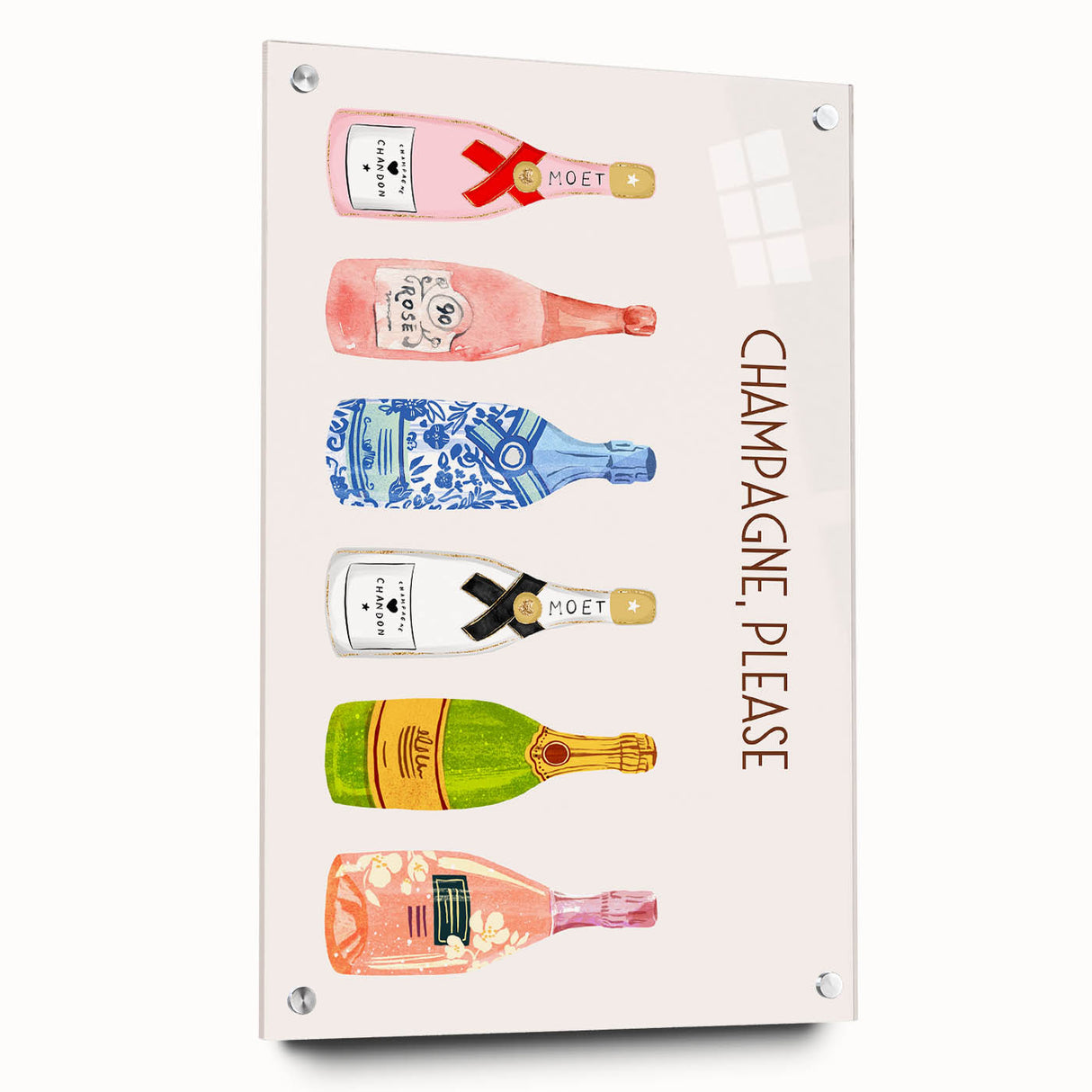 Large abstract wall art on acrylic glass depicting vibrant, multicolored brushstrokes, ideal for dining room decor.