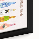 Extra large framed canvas featuring a textured, colorful depiction of various foods and drinks on a black background.