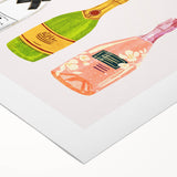 Art deco poster featuring a stylized cocktail glass, in bold black and gold tones, on rolled canvas.